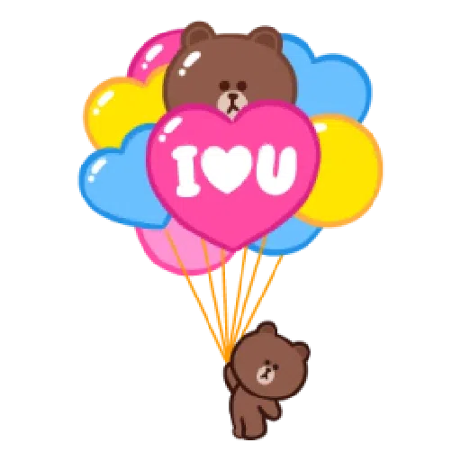 line sticker brown bear
